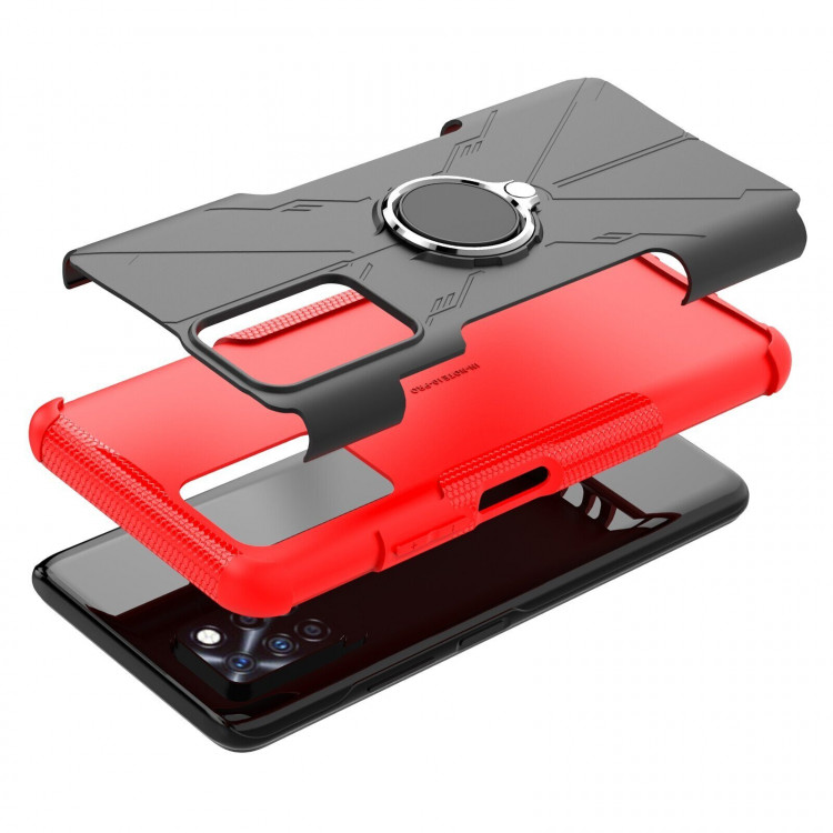 Чехол Armor Shockproof Ring Holder для Infinix Note 10 Pro (черный + красный)