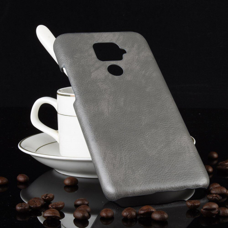 Кожаная накладка-чехол для Huawei Nova 5i Pro / Mate 30 Lite (серый)