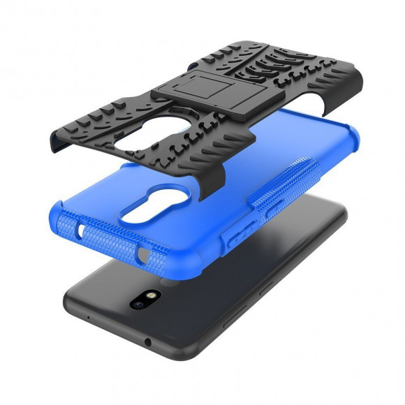 Чехол Hybrid Armor для Nokia 3.2 (черный + голубой)