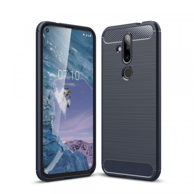Чехол-накладка Carbon Fibre для Nokia X71 (темно-синий)