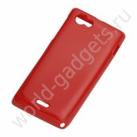 Пластиковый TPU чехол Sony Xperia J / ST26i (красный)
