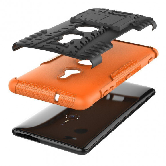 Чехол Hybrid Armor для Sony Xperia XZ3 (черный + оранжевый)