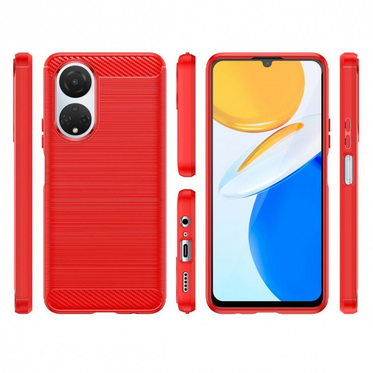 Чехол-накладка Carbon Fibre для Honor X7 (красный)