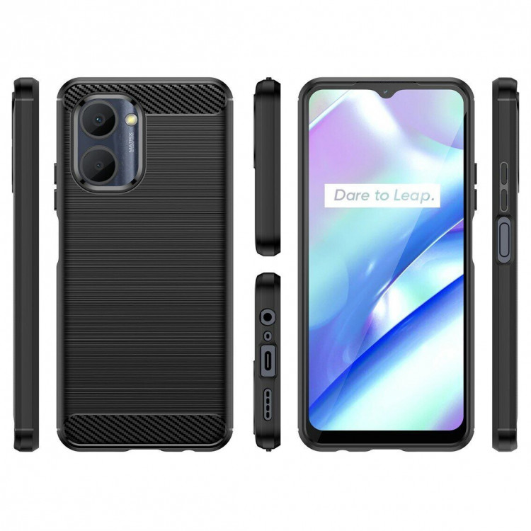 Чехол-накладка Carbon Fibre для Realme C33 (черный)