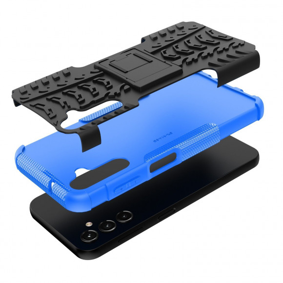 Чехол Hybrid Armor для Samsung Galaxy A34 (черный + голубой)