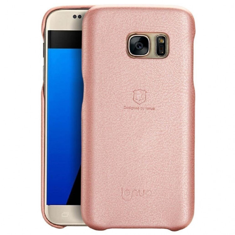 Кожаная накладка LENUO для Samsung Galaxy S7 (розовый)
