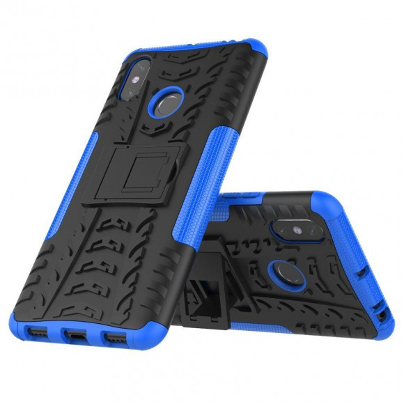 Чехол Hybrid Armor для Xiaomi Mi Max 3 (черный + голубой) Чехол Hybrid Armor для Xiaomi Mi Max 3 (черный + голубой)