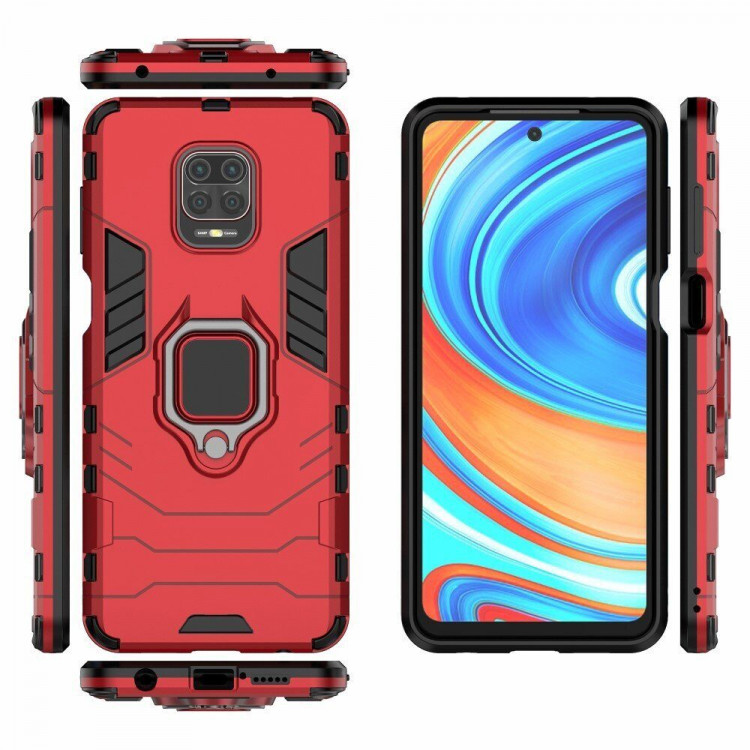 Чехол Armor Ring Holder для Redmi Note 9S / Note 9 Pro / Note 9 Pro Max (красный)