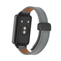 Кожаный ремешок с магнитной застежкой для Honor Band 9 (серый)