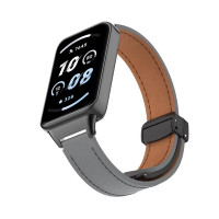 Кожаный ремешок с магнитной застежкой для Honor Band 9 (серый)