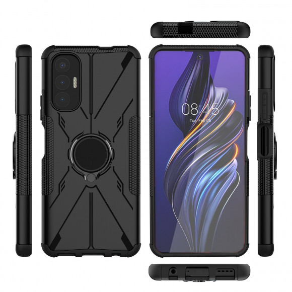 Чехол Armor Shockproof Ring Holder для Tecno Pova 3 (черный) Чехол Armor Shockproof Ring Holder для Tecno Pova 3 (черный)