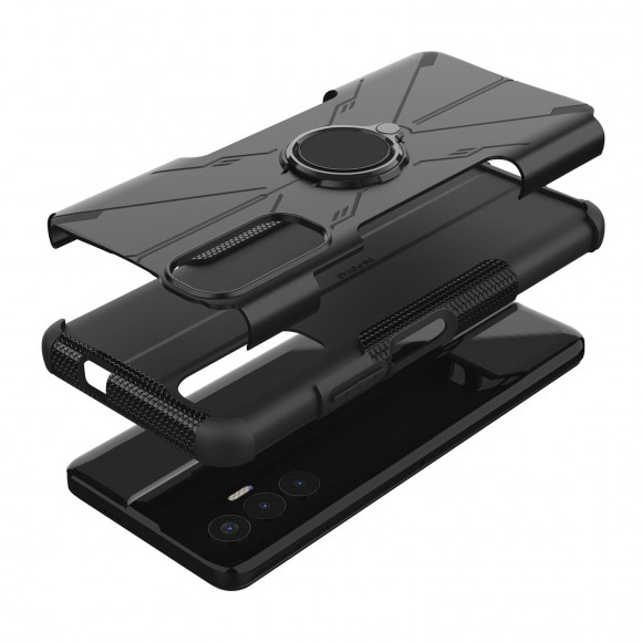 Чехол Armor Shockproof Ring Holder для Tecno Pova 3 (черный) Чехол Armor Shockproof Ring Holder для Tecno Pova 3 (черный)