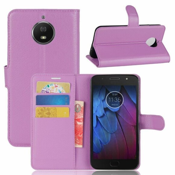 Чехол с визитницей для Motorola Moto G5S Plus (фиолетовый)