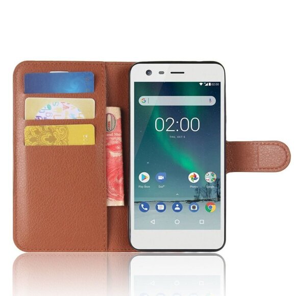 Чехол с визитницей для Nokia 2 (коричневый) Чехол с визитницей для Nokia 2 (коричневый)