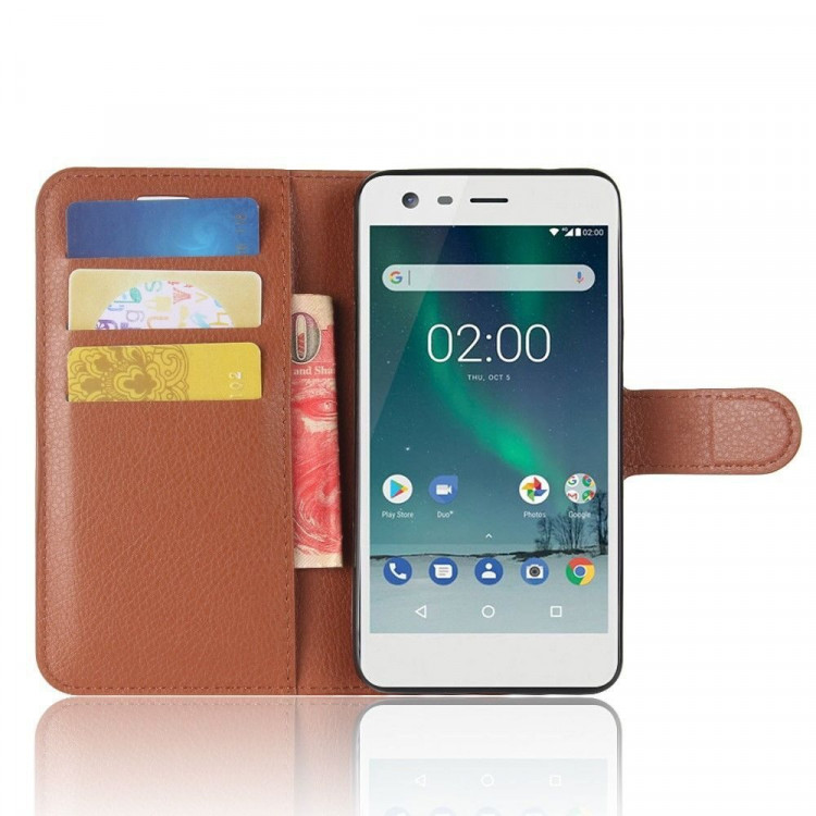 Чехол с визитницей для Nokia 2 (коричневый)