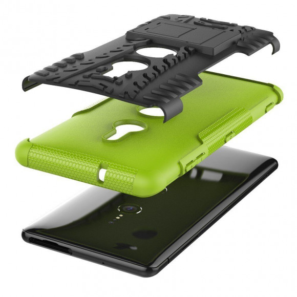 Чехол Hybrid Armor для Sony Xperia XZ3 (черный + зеленый)