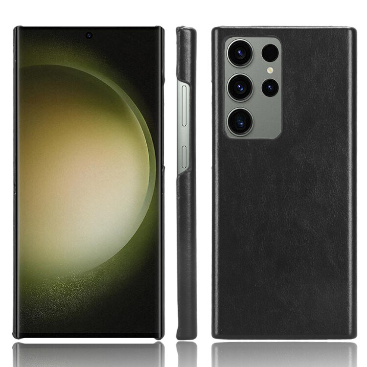 Кожаная накладка-чехол для Samsung Galaxy S23 Ultra (черный)