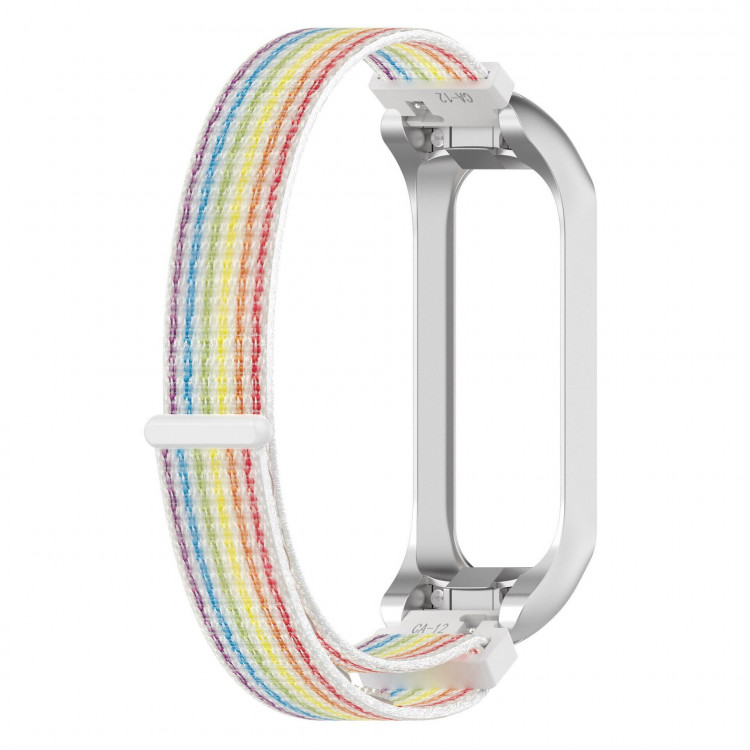 Нейлоновый браслет с металлической оправой для Samsung Galaxy Fit 2 SM-R220 (радужный)