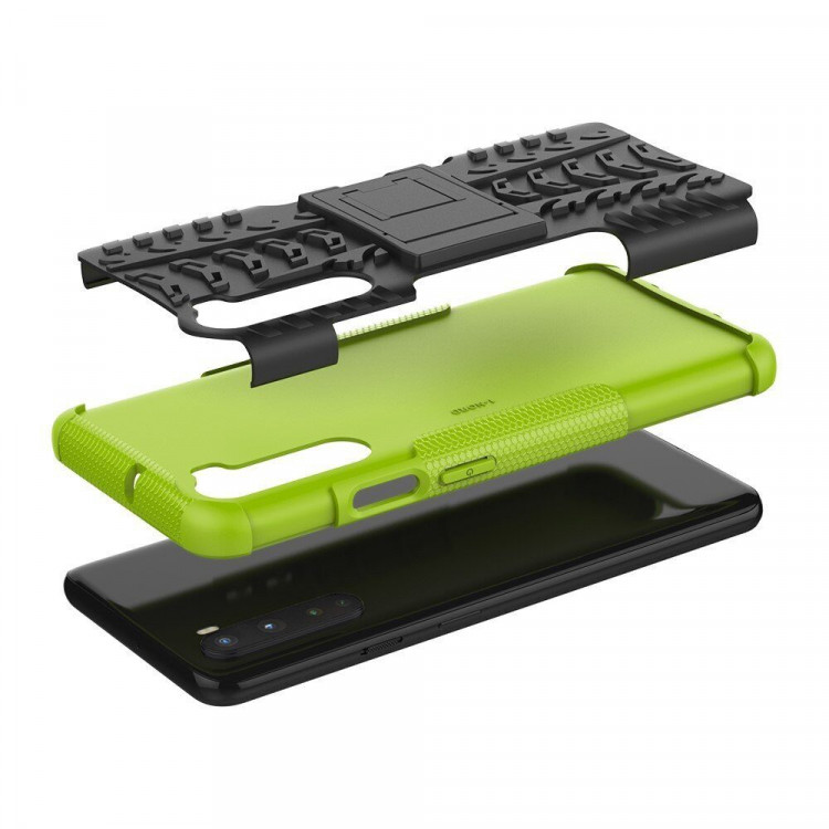 Чехол Hybrid Armor для OnePlus Nord (черный + зеленый)