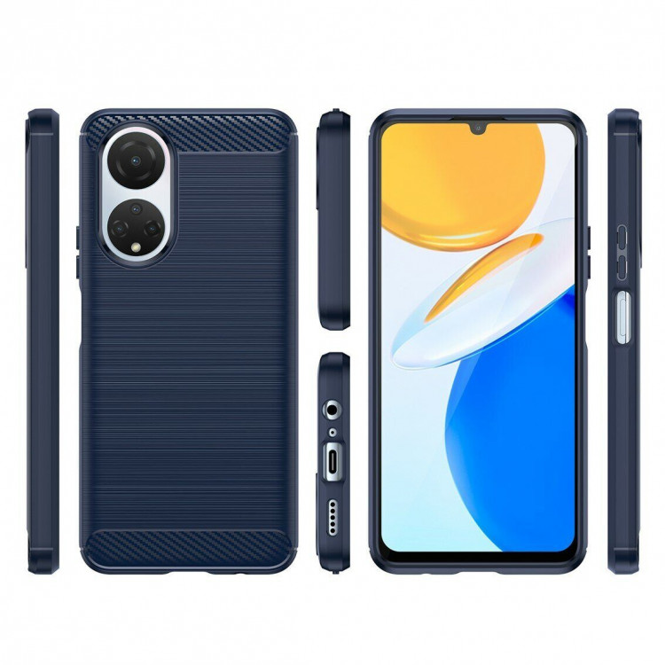 Чехол-накладка Carbon Fibre для Honor X7 (темно-синий)