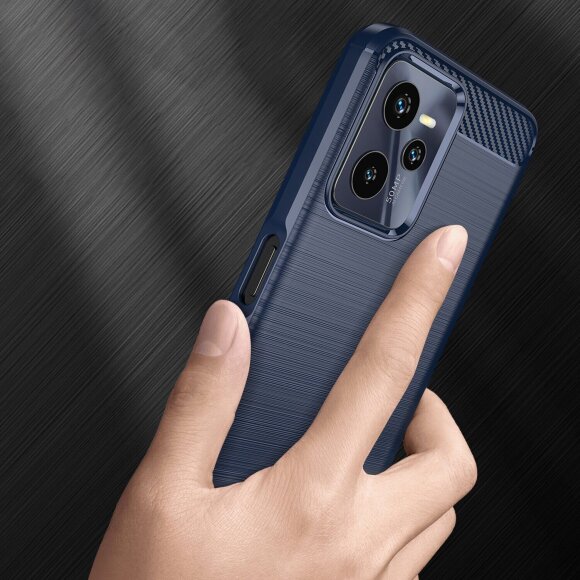 Чехол-накладка Carbon Fibre для Realme C35 (темно-синий) Чехол-накладка Carbon Fibre для Realme C35 (темно-синий)