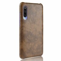Кожаная накладка-чехол Litchi Texture для Xiaomi Mi 9 (коричневый)