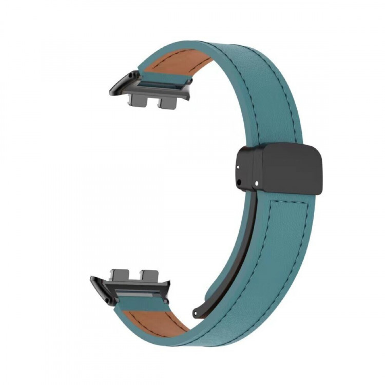 Кожаный ремешок с магнитной застежкой для Honor Band 9 (сине-зеленый)