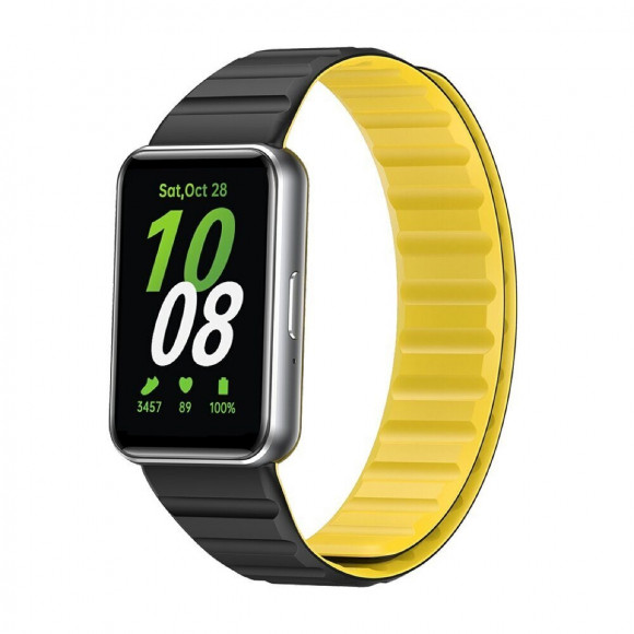 Ремешок для Samsung Galaxy Fit 3 Magnetic Silicone (черный, желтый) Ремешок для Samsung Galaxy Fit 3 Magnetic Silicone (черный, желтый)