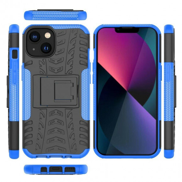 Чехол Hybrid Armor для iPhone 14 (черный + голубой) Чехол Hybrid Armor для iPhone 14 (черный + голубой)