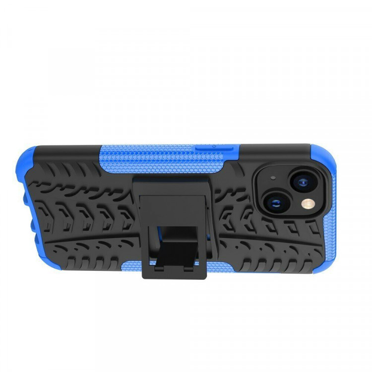 Чехол Hybrid Armor для iPhone 14 (черный + голубой)