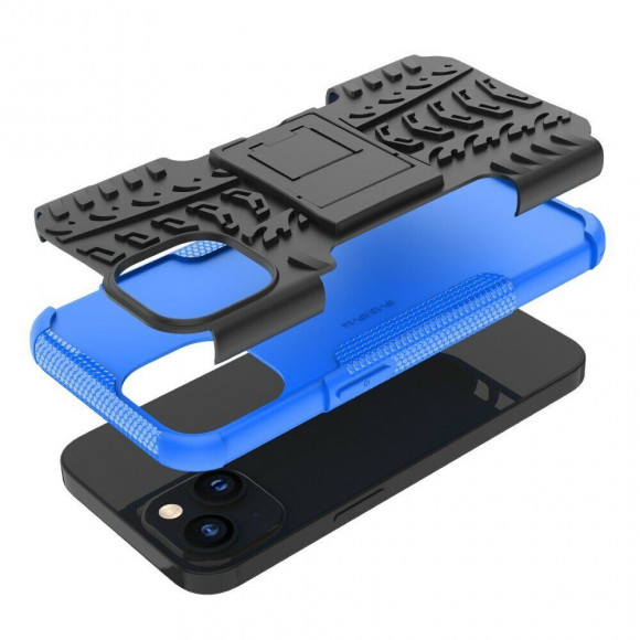 Чехол Hybrid Armor для iPhone 14 (черный + голубой) Чехол Hybrid Armor для iPhone 14 (черный + голубой)