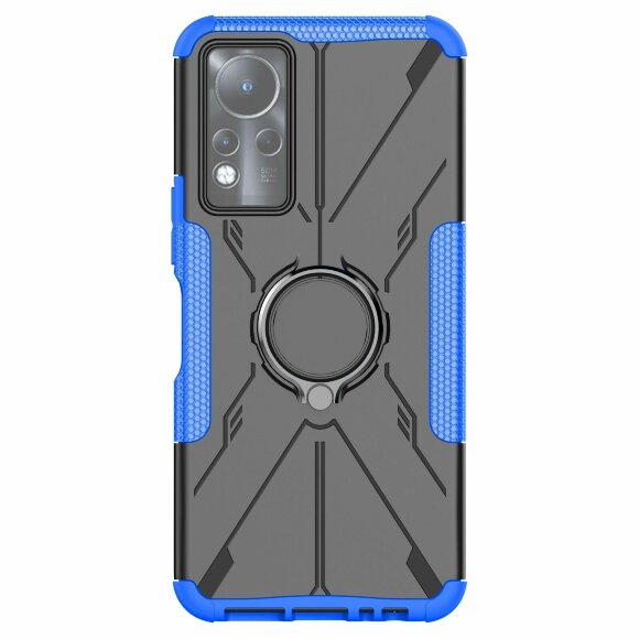 Чехол Armor Shockproof Ring Holder для  Infinix Note 11, Infinix NOTE 12 G88 (черный + голубой) Чехол Armor Shockproof Ring Holder для  Infinix Note 11, Infinix NOTE 12 G88 (черный + голубой)