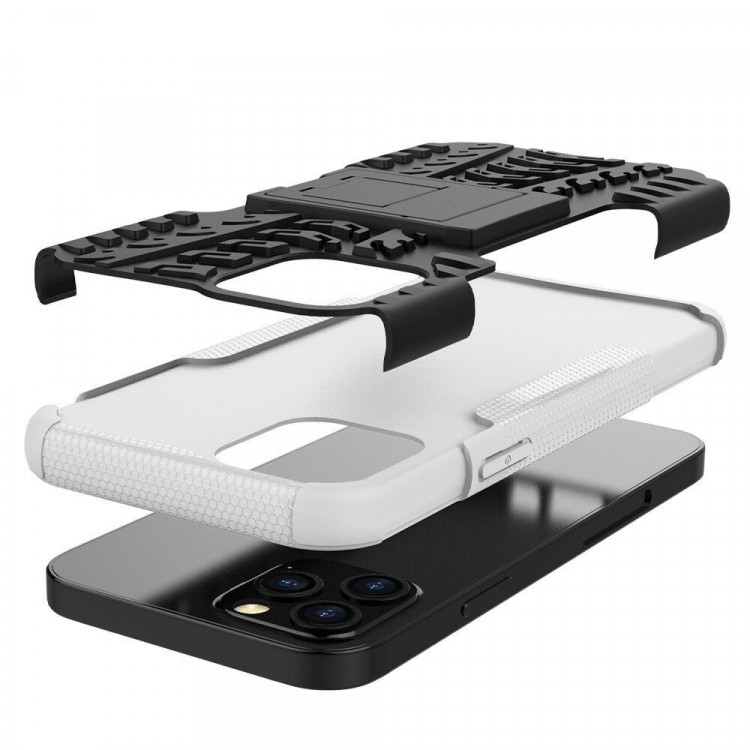 Чехол Hybrid Armor для iPhone 12 / iPhone 12 Pro (черный + белый)