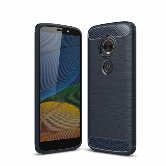 Чехол-накладка Carbon Fibre для Motorola Moto E5 Plus (темно-синий)