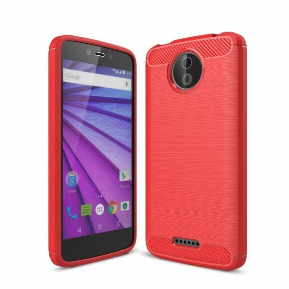 Чехол-накладка Carbon Fibre для Motorola Moto C Plus (красный)