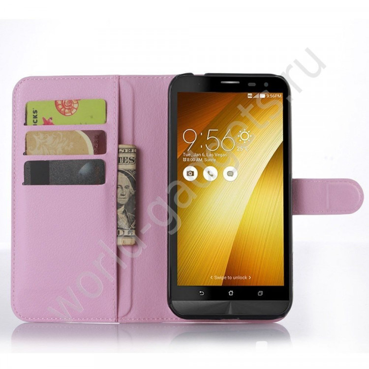 Чехол с визитницей для Asus Zenfone Zoom ZX551ML / ZX550ML (розовый)