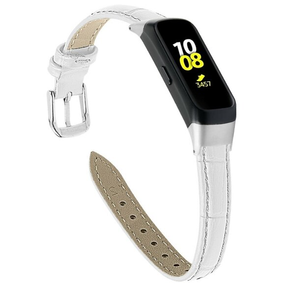 Кожаный ремешок Crocodile Design для Samsung Galaxy Fit E SM-R375 (белый)