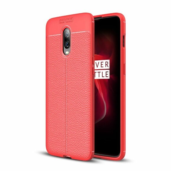 Чехол-накладка Litchi Grain для OnePlus 6T (красный)