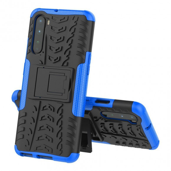 Чехол Hybrid Armor для OnePlus Nord (черный + голубой)