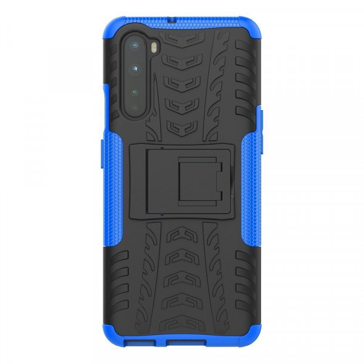 Чехол Hybrid Armor для OnePlus Nord (черный + голубой)
