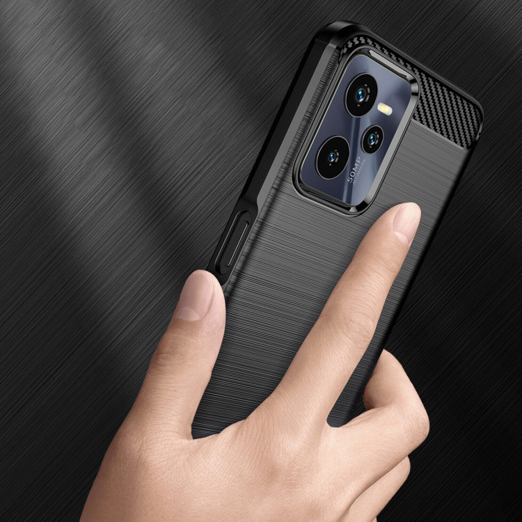 Чехол-накладка Carbon Fibre для Realme C35 (черный)