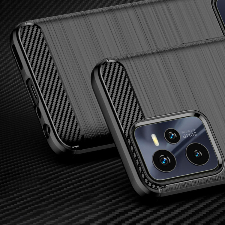 Чехол-накладка Carbon Fibre для Realme C35 (черный)