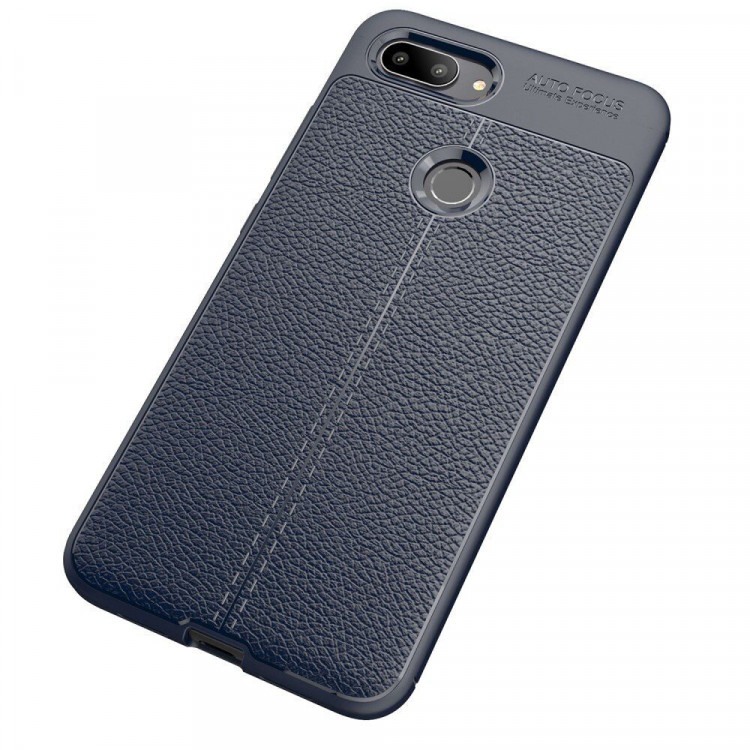 Чехол-накладка Litchi Grain для Xiaomi Mi 8 Lite (темно-синий)