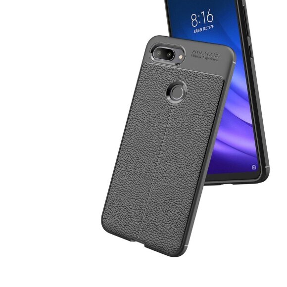 Чехол-накладка Litchi Grain для Xiaomi Mi 8 Lite (темно-синий) Чехол-накладка Litchi Grain для Xiaomi Mi 8 Lite (темно-синий)