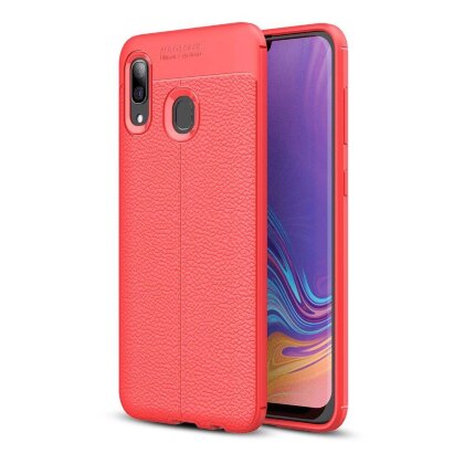 Чехол-накладка Litchi Grain для Samsung Galaxy A40 (красный)
