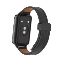 Кожаный ремешок с магнитной застежкой для Honor Band 9 (черный)