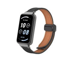 Кожаный ремешок с магнитной застежкой для Honor Band 9 (черный)