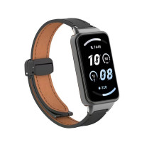 Кожаный ремешок с магнитной застежкой для Honor Band 9 (черный)