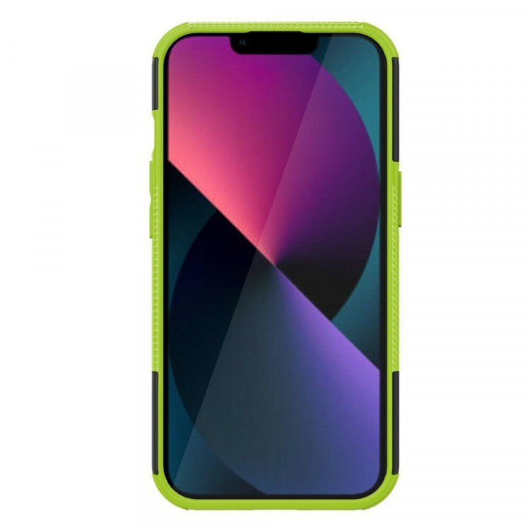 Чехол Hybrid Armor для iPhone 14 (черный + зеленый)