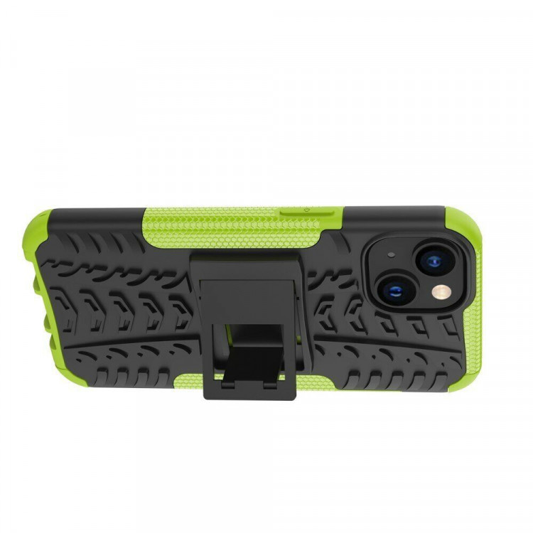 Чехол Hybrid Armor для iPhone 14 (черный + зеленый)